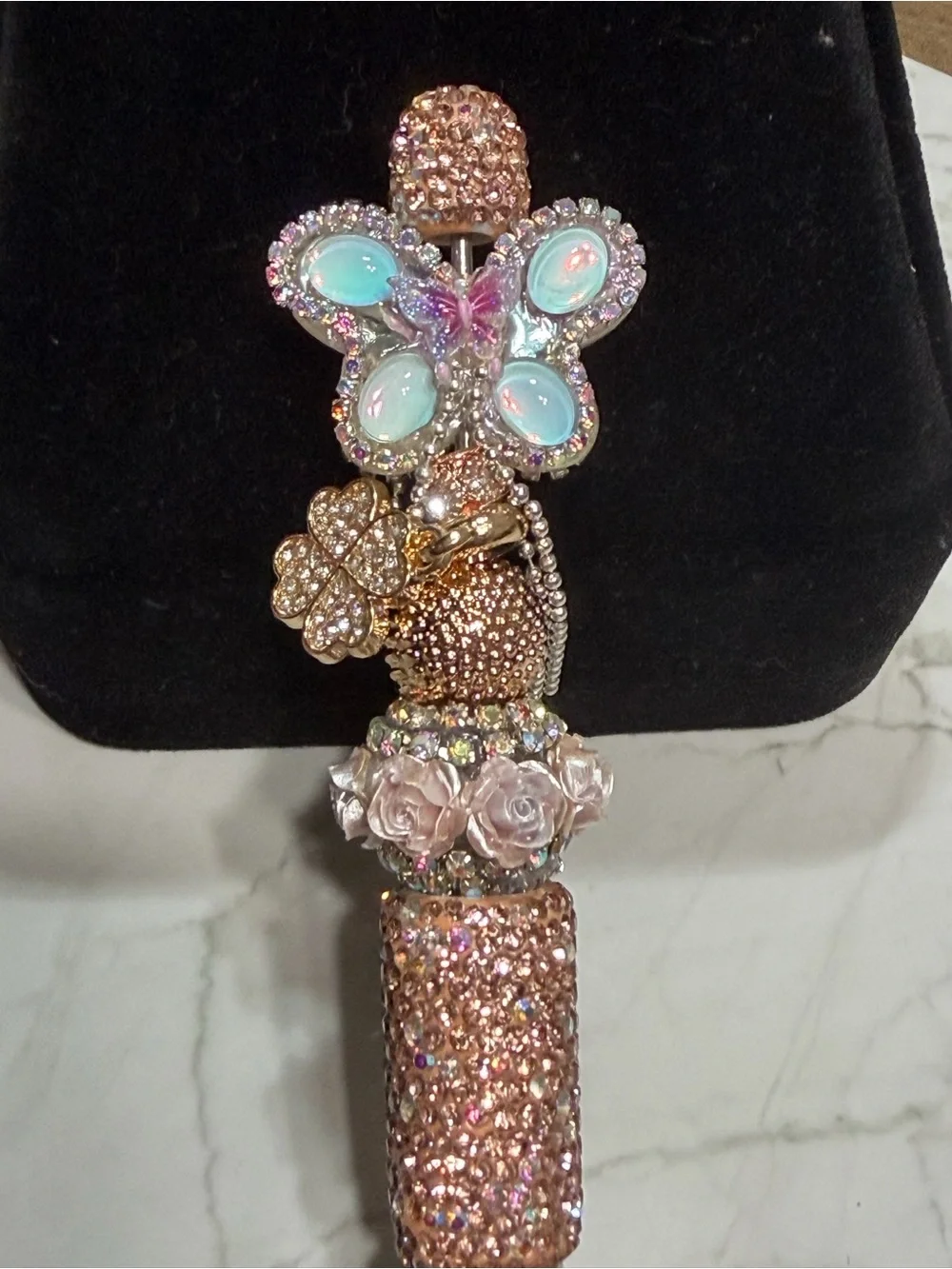 Sparkling rose gold Crystal Floral Ballpoint Pen